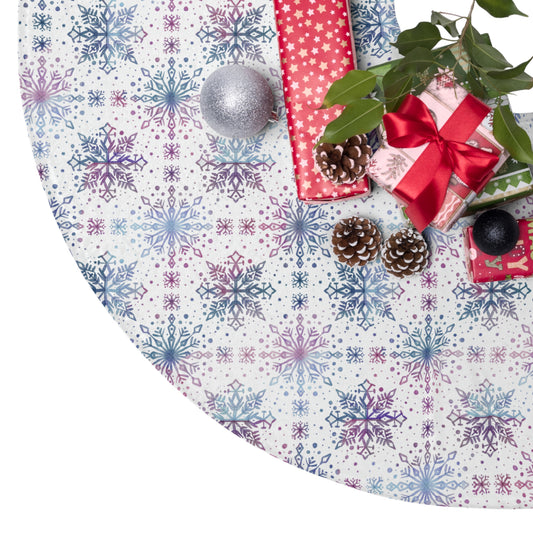 Tree Skirt - Watercolor Snowflake design by Anndria - Blue, Pink and Purple