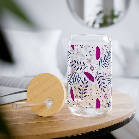 Sipper Glass - Midnight Purple Forest Design 16oz