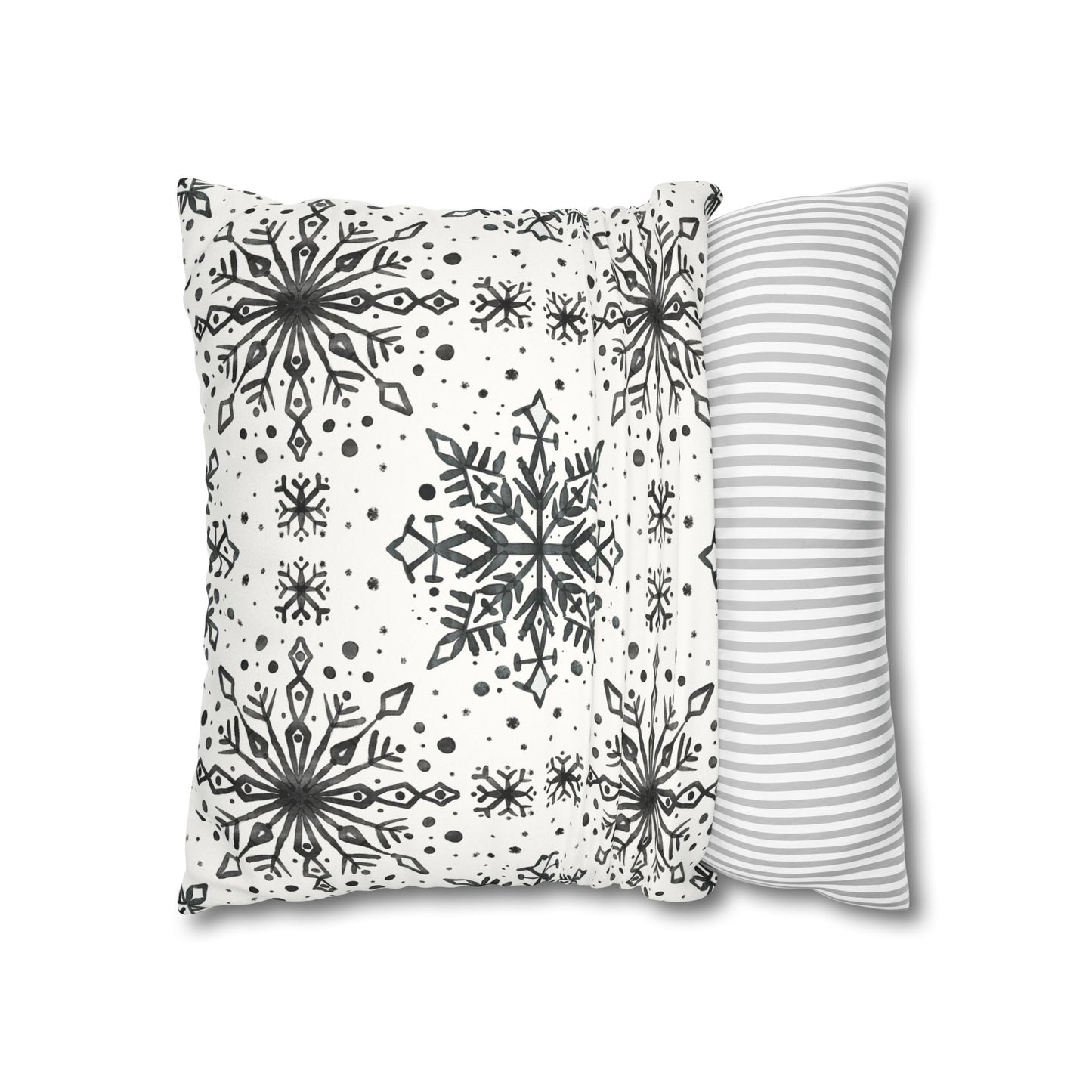 Pillowcase Watercolor Snowflake Design - Black and White