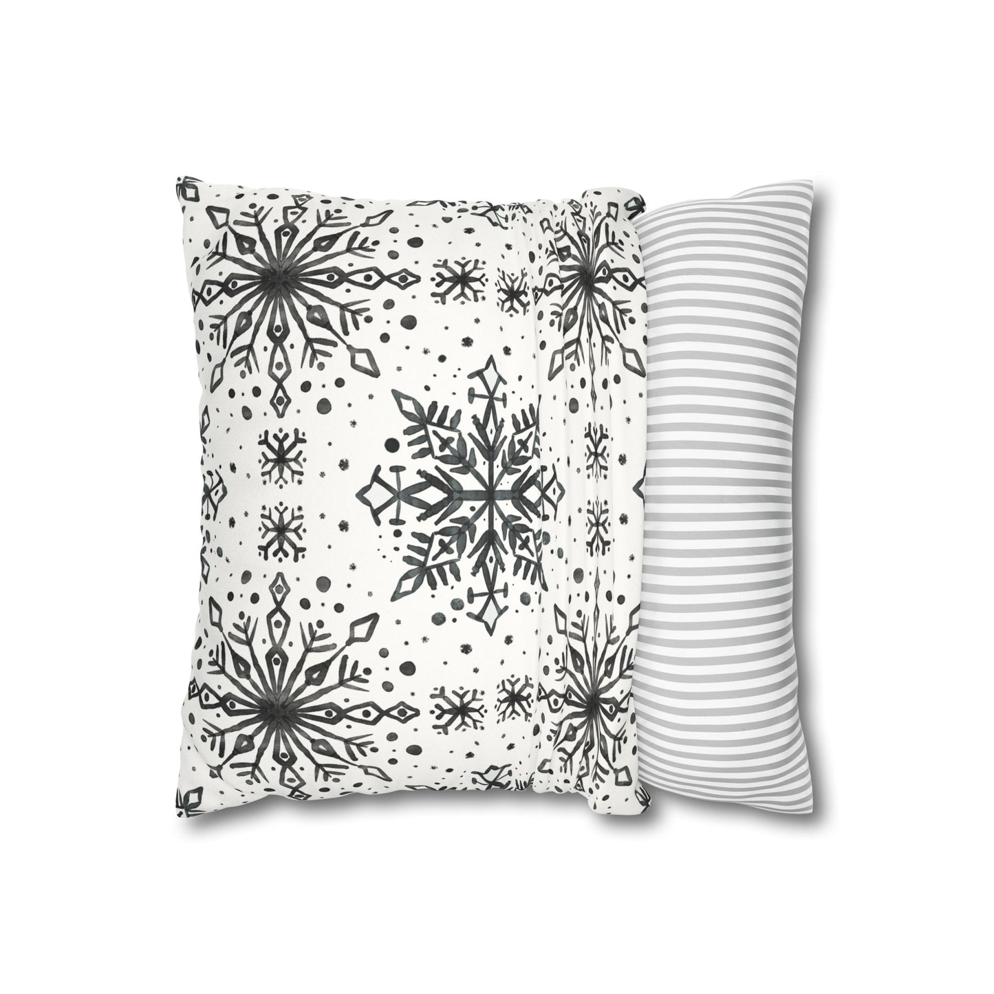 Pillowcase Watercolor Snowflake Design - Black and White