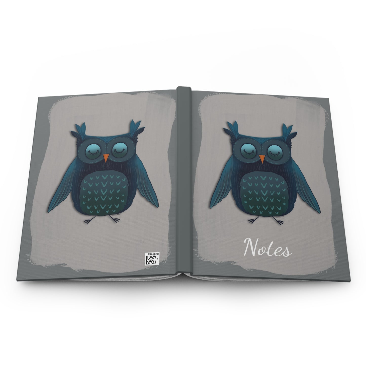 Midnight Watcher Hardcover Journal, Blue Owl Design, Matte Cover Notebook, Blank Pages, Stationery Gift, Writing Diary, Notepad Sketchbook