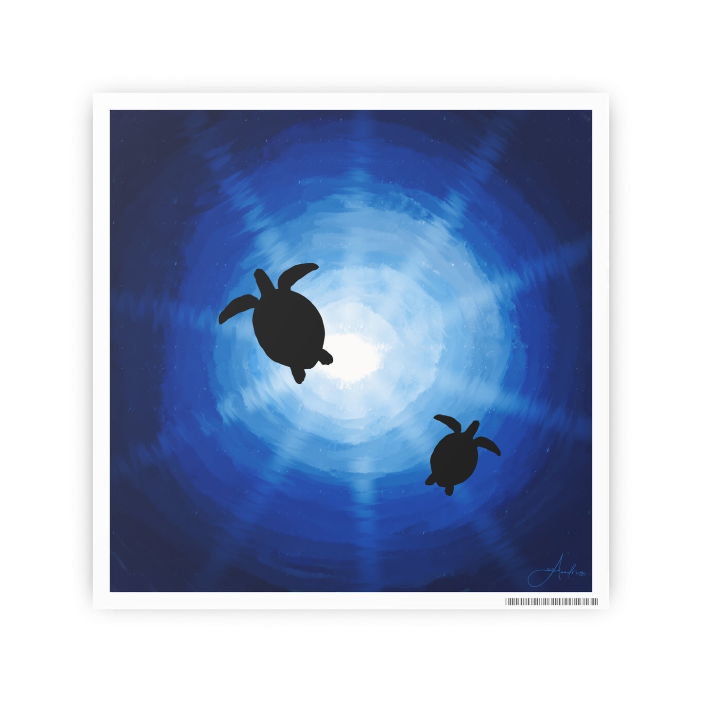 Ocean Turtles Photo Art Poster - Serene Sea Wall Decor Drawn by Anndria