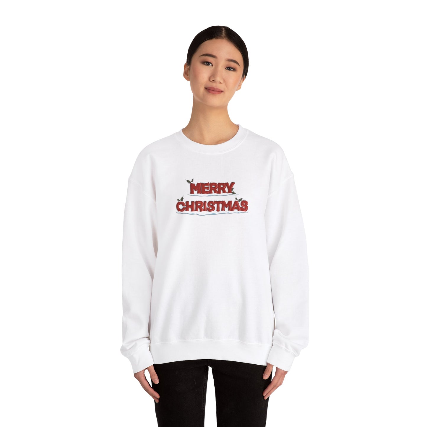 Merry Christmas with Snow and Holly - Unisex Sweatshirt