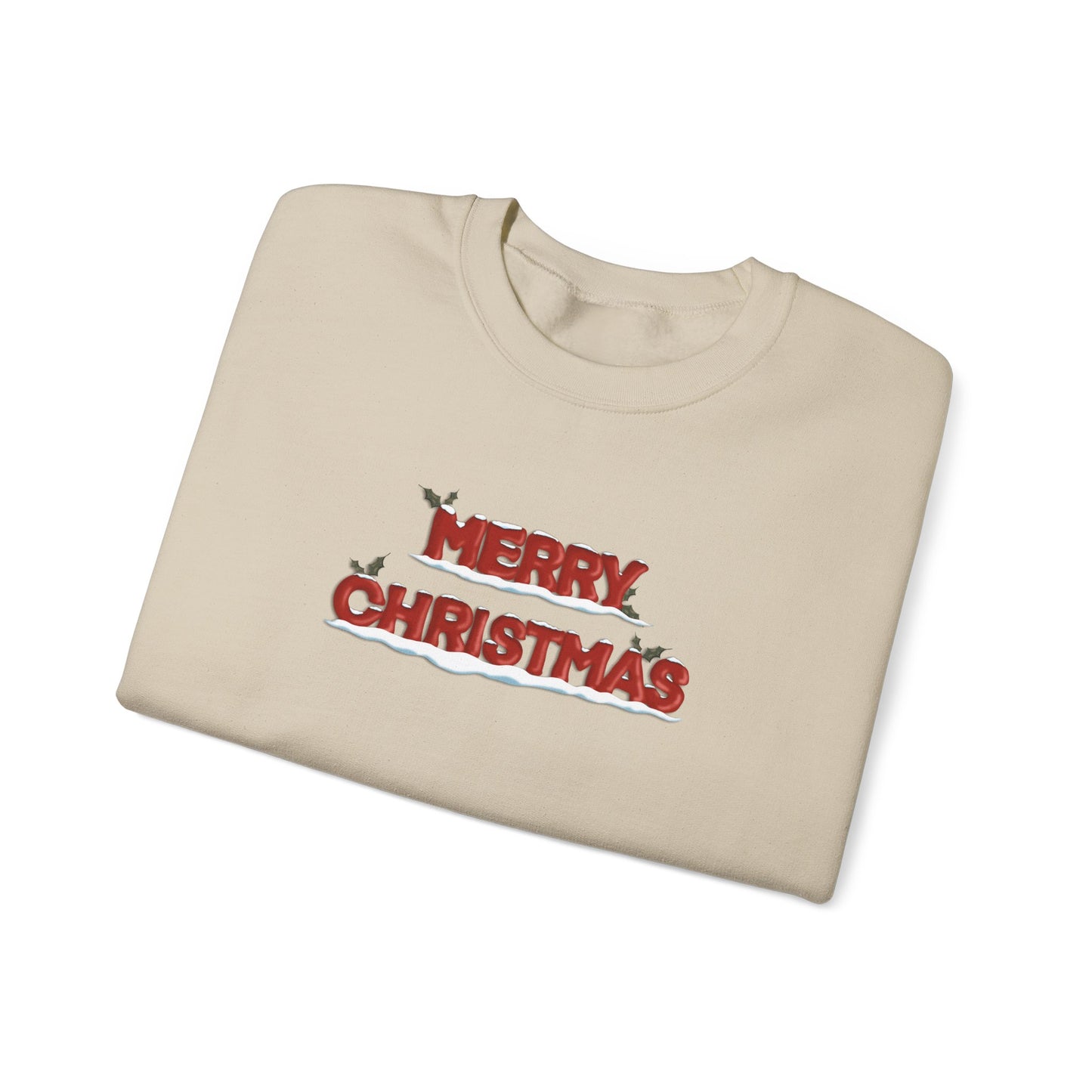 Merry Christmas with Snow and Holly - Unisex Sweatshirt