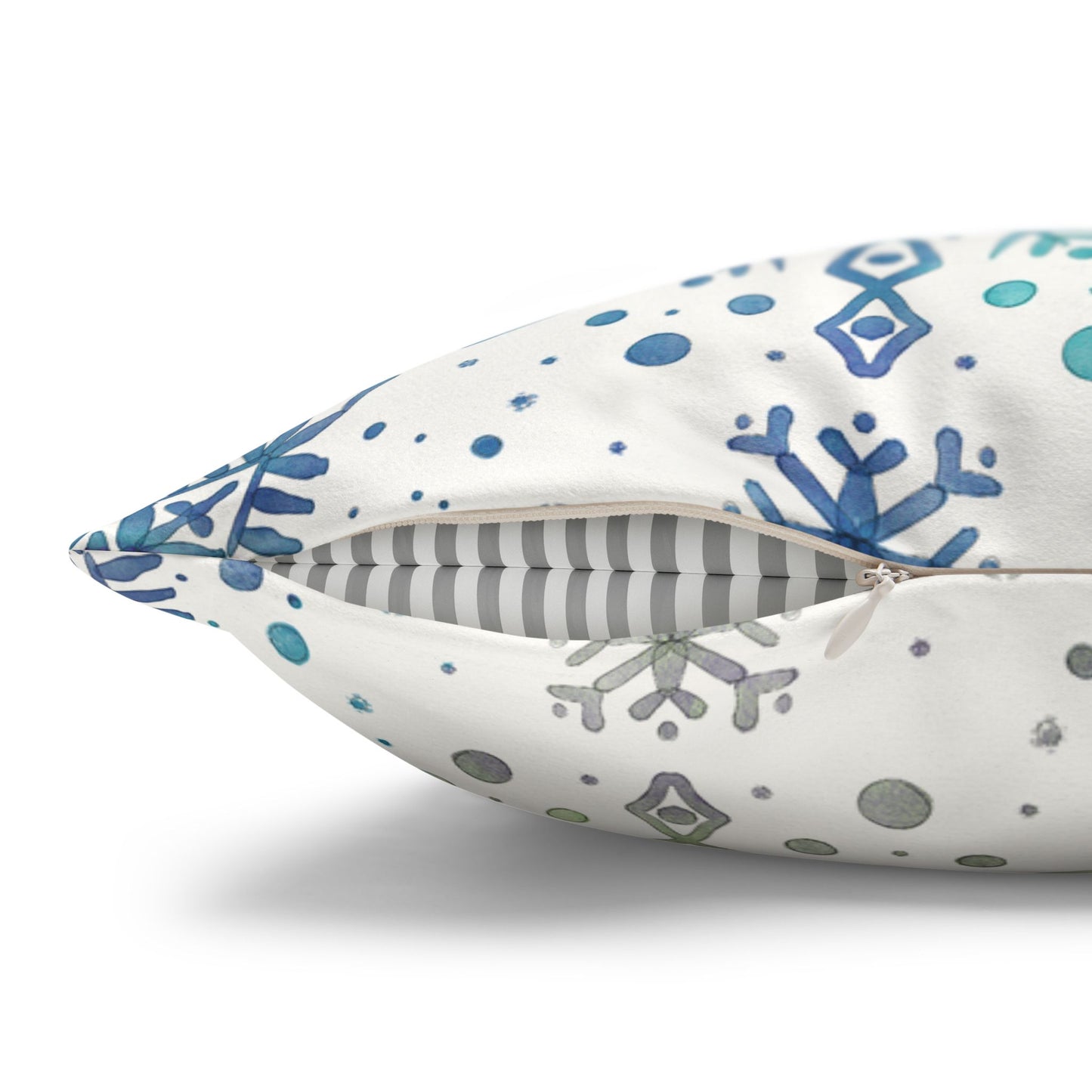 Pillowcase Watercolor Snowflake Design - Frosty teal, purple and green