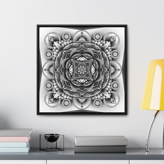 Square Frame Canvas Print, Black and White Mandala Artwork by Anndria, Gallery Wall Decor, Minimalist Home Decoration, Zen Meditation Gift,