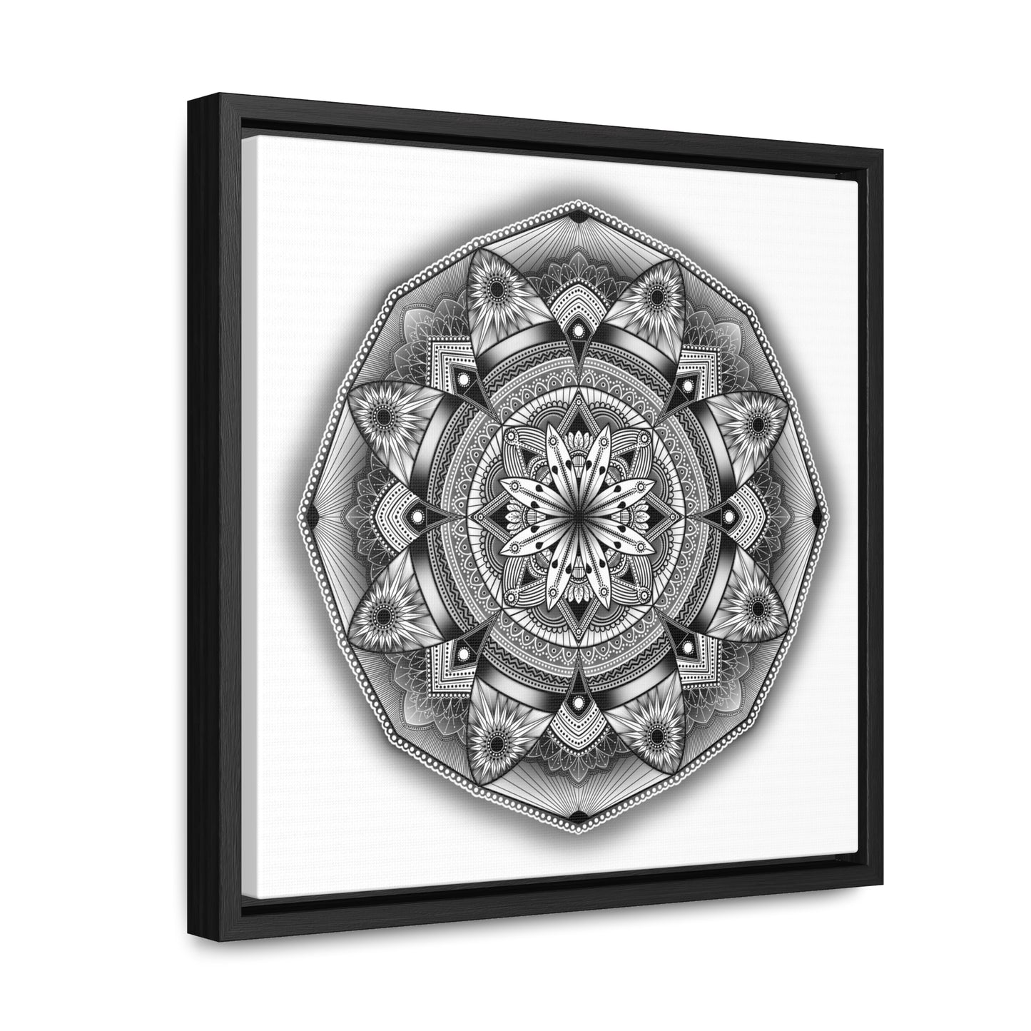 Square Frame Canvas Print, Black and White Mandala Artwork by Anndria, Gallery Wall Decor, Minimalist Home Decoration, Zen Meditation Gift,