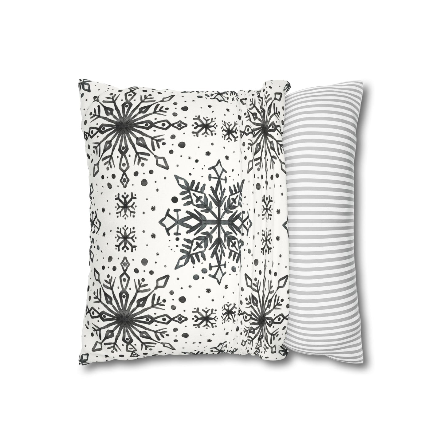 Pillowcase Watercolor Snowflake Design - Black and White