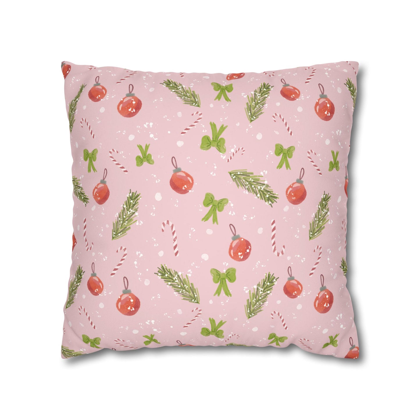 Pillowcase Watercolor Christmas Trim Pattern - Pink
