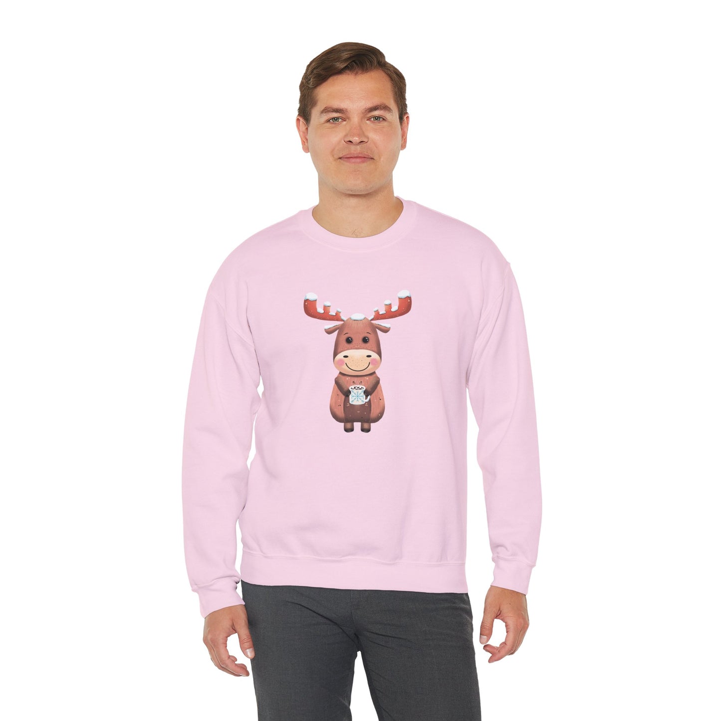 Moose Hot Chocolate Crewneck Sweatshirt by Anndria