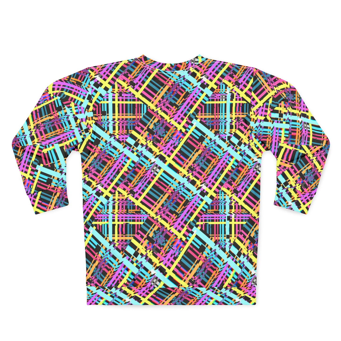 Vibrant Geometric Glitch Unisex Sweatshirt - Colorful Patterned Pullover for Casual Style