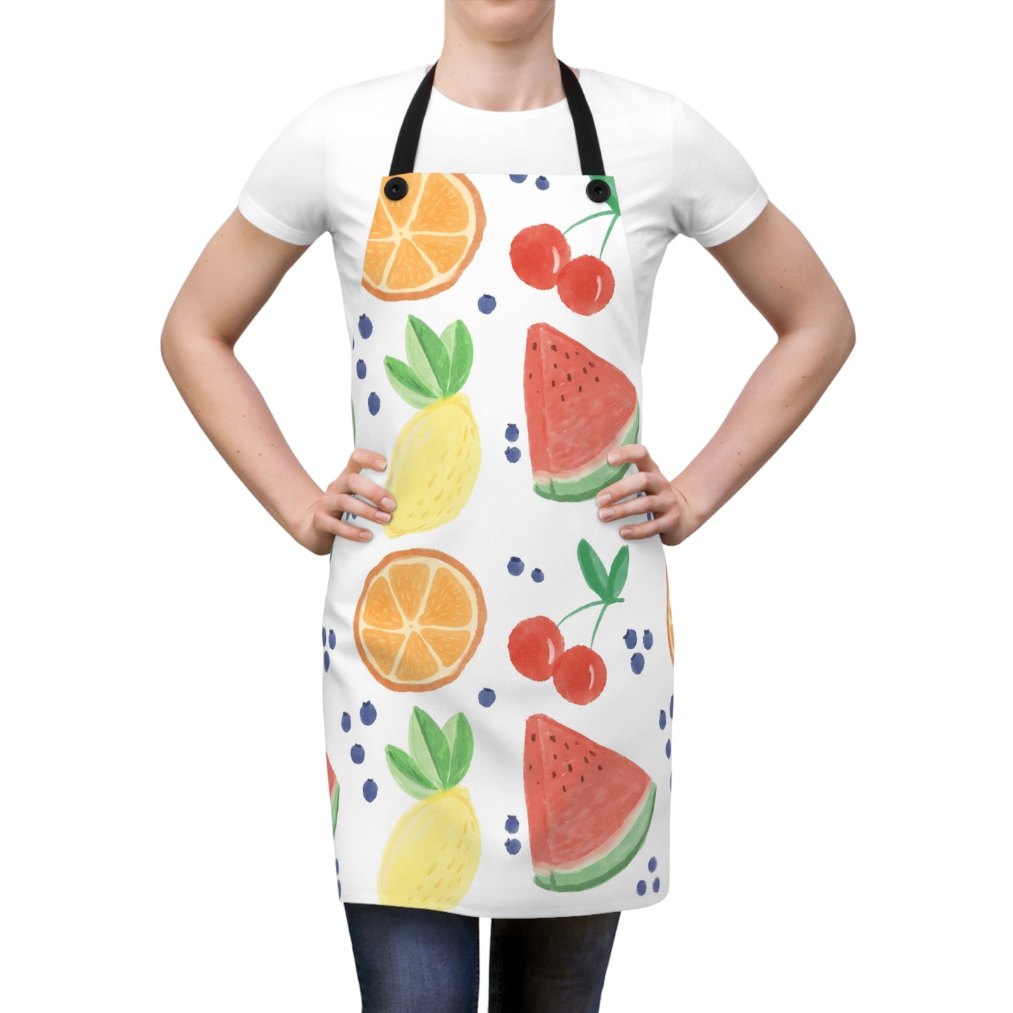 Watercolor Fruit Apron | Stylish Kitchen Apron by Anndria | Lightweight & Durable Cooking Accessory