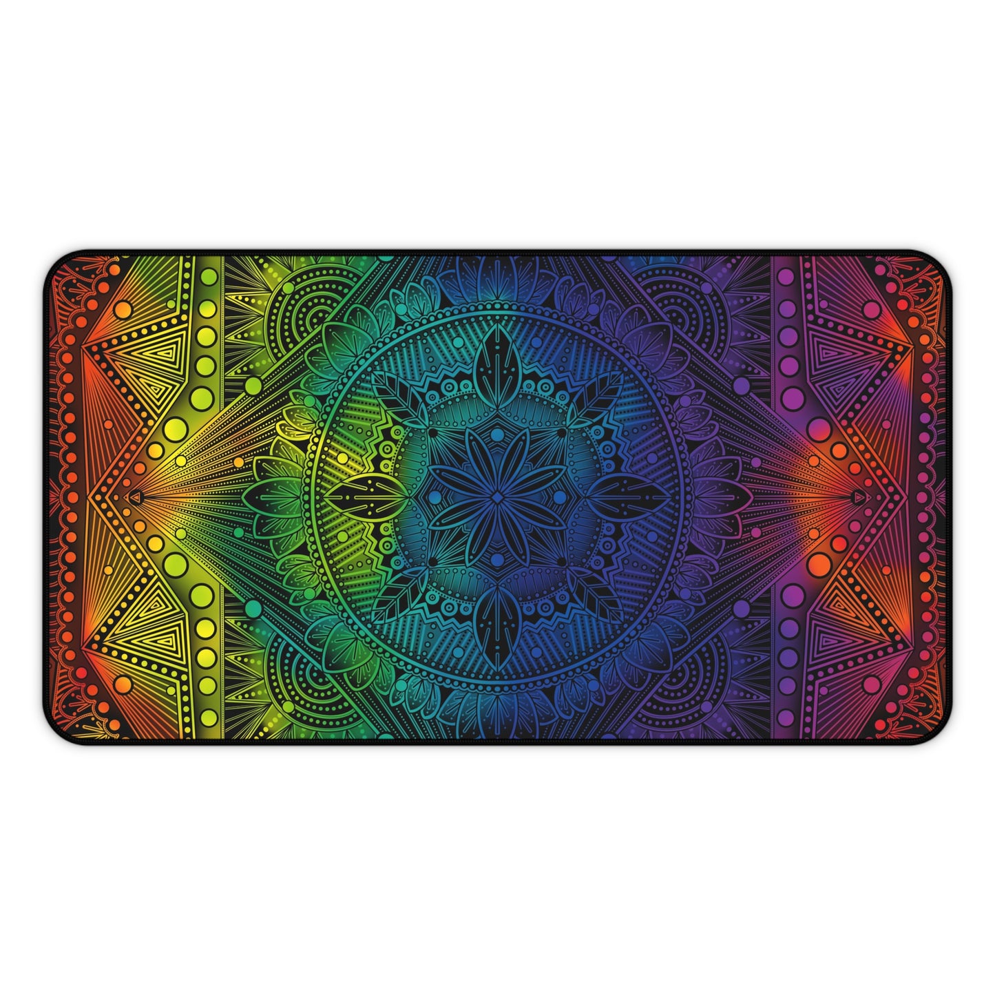 Desk Mat, Rainbow Holographic Mandala Design by Anndria, Unique Custom Work, Table Protector, Desk Pad, Office Decor, Mouse Pad