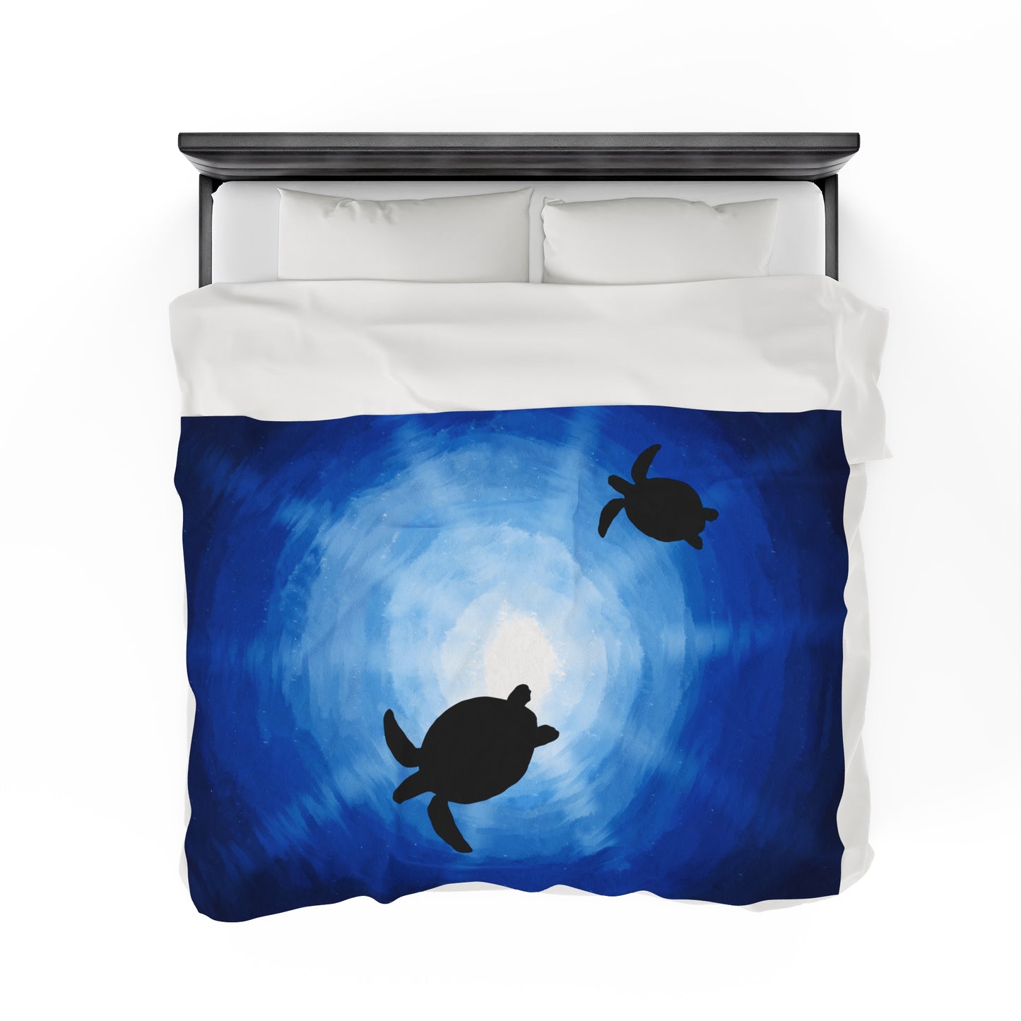 Plush Blanket - Sea Turtles Swimming Through Sun Rays Drawn by Anndria