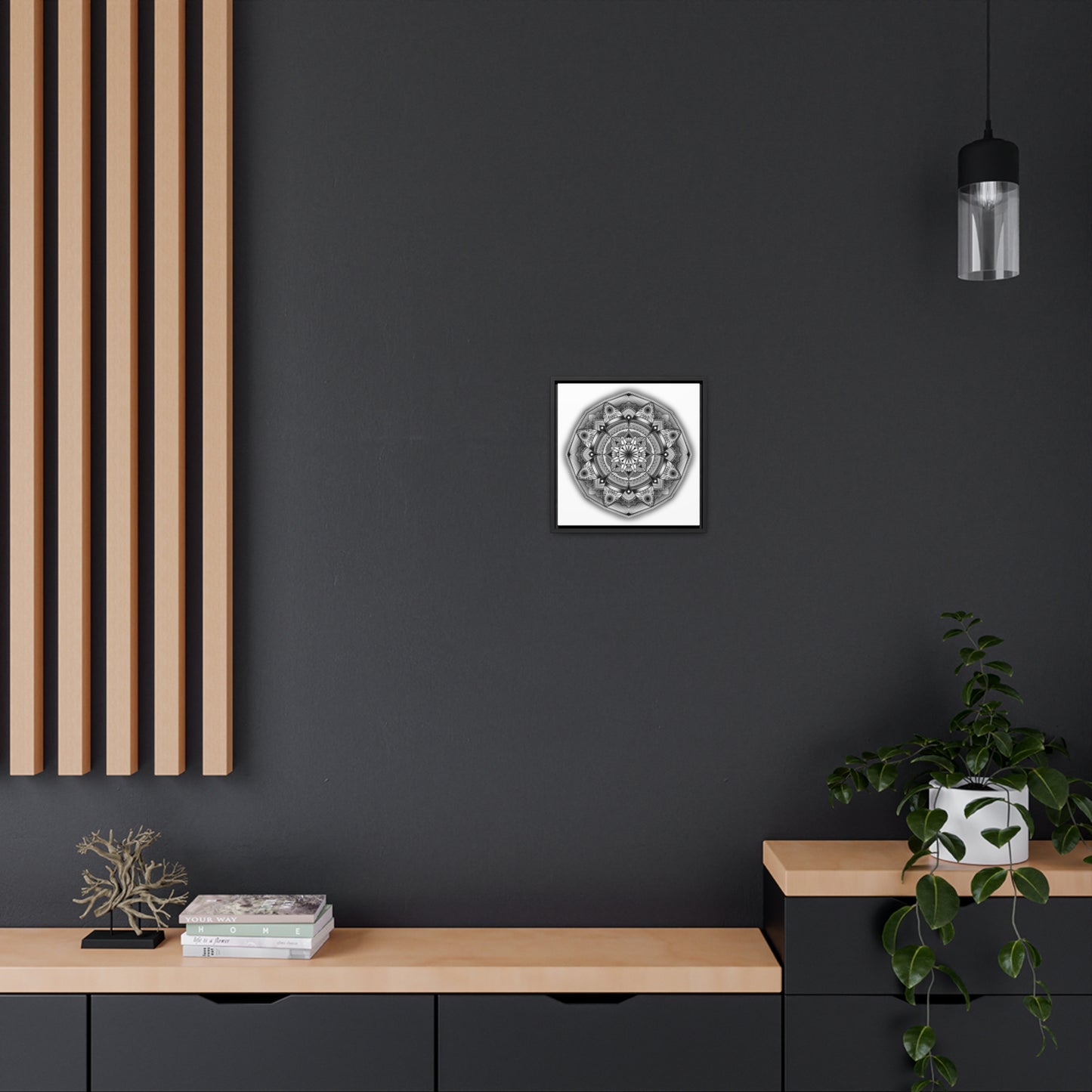 Square Frame Canvas Print, Black and White Mandala Artwork by Anndria, Gallery Wall Decor, Minimalist Home Decoration, Zen Meditation Gift,