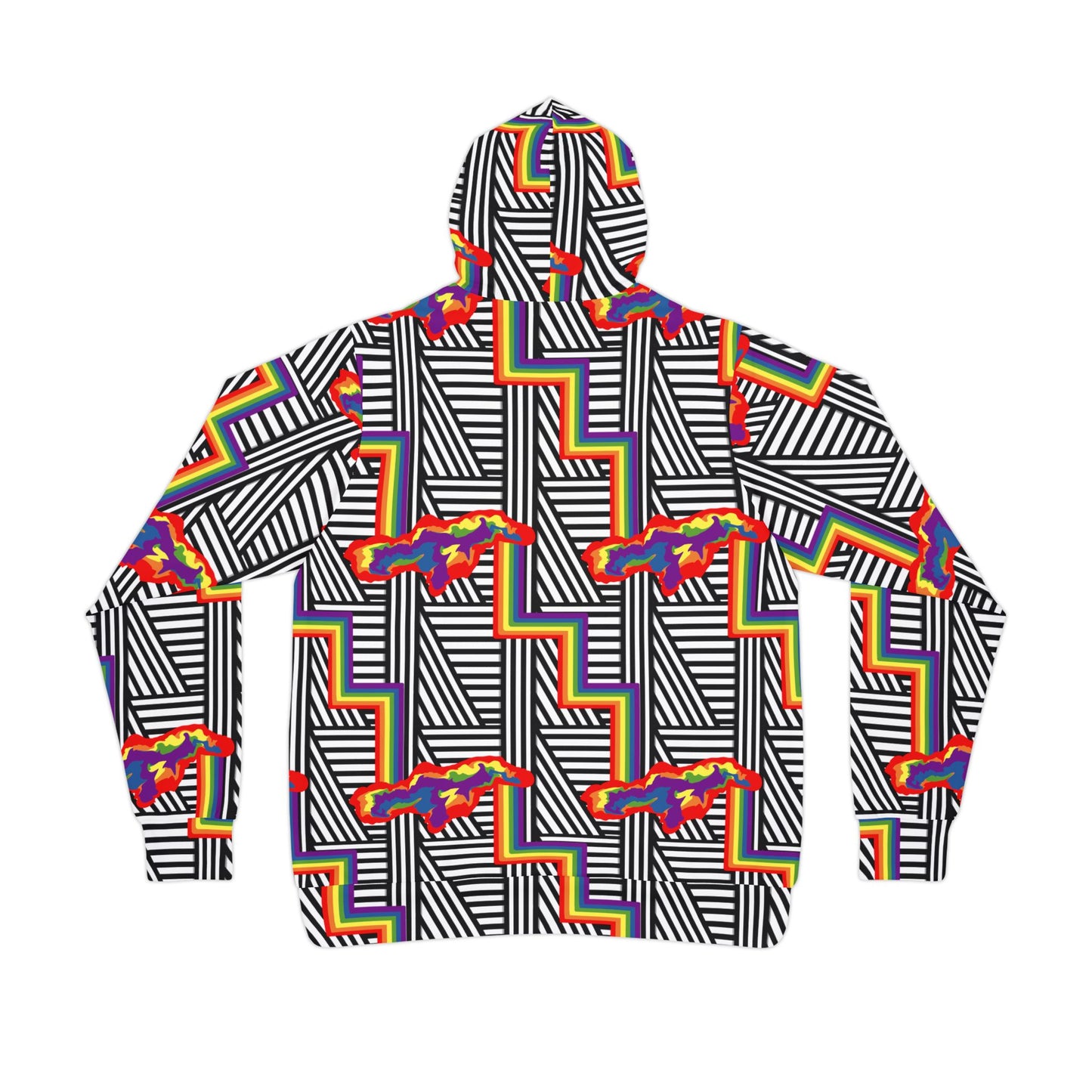 PRIDE Stylish Striped Athletic Hoodie - Modern Black & White Design for Active Lifestyles