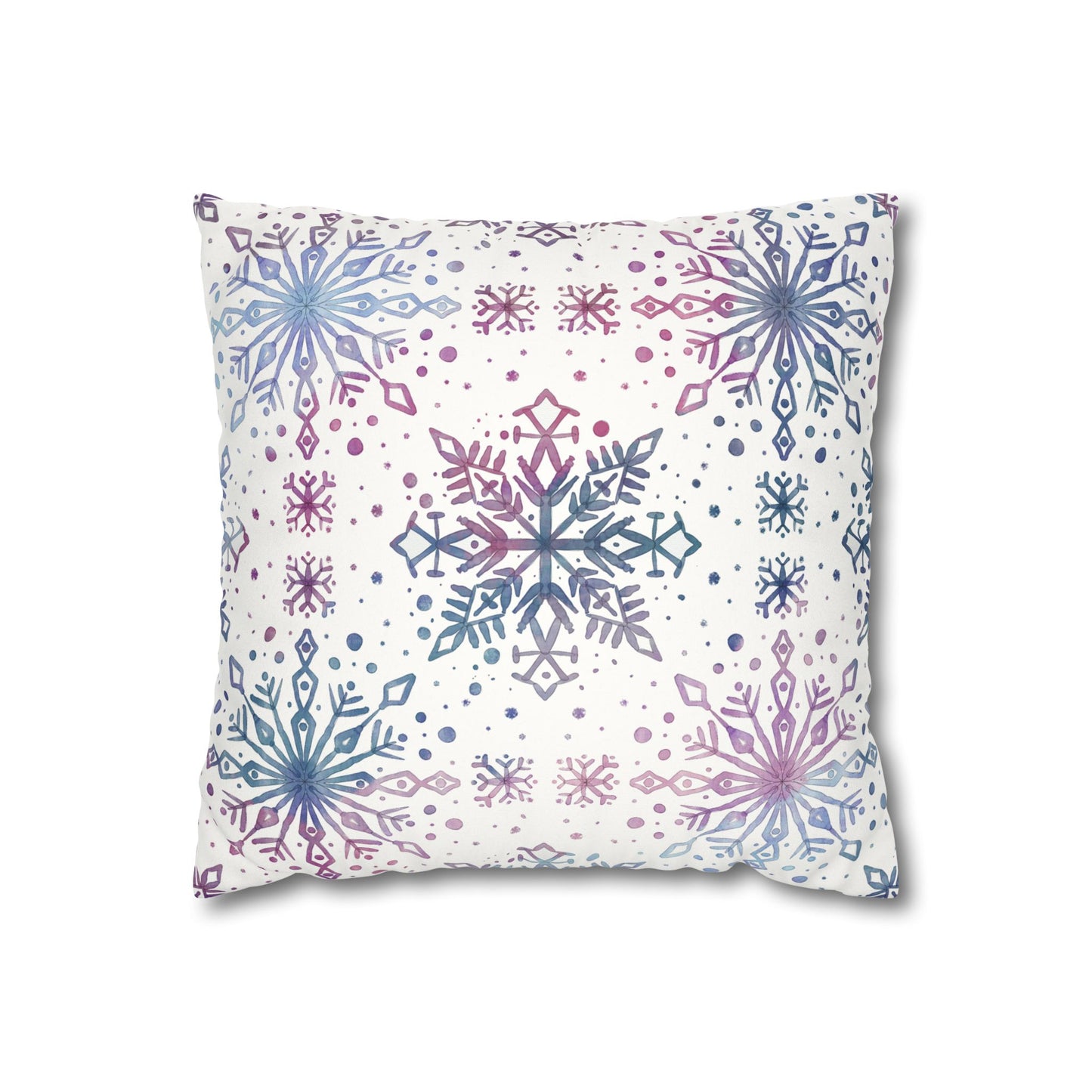Pillowcase Watercolor Snowflake Design - Blue, Pink and Purple