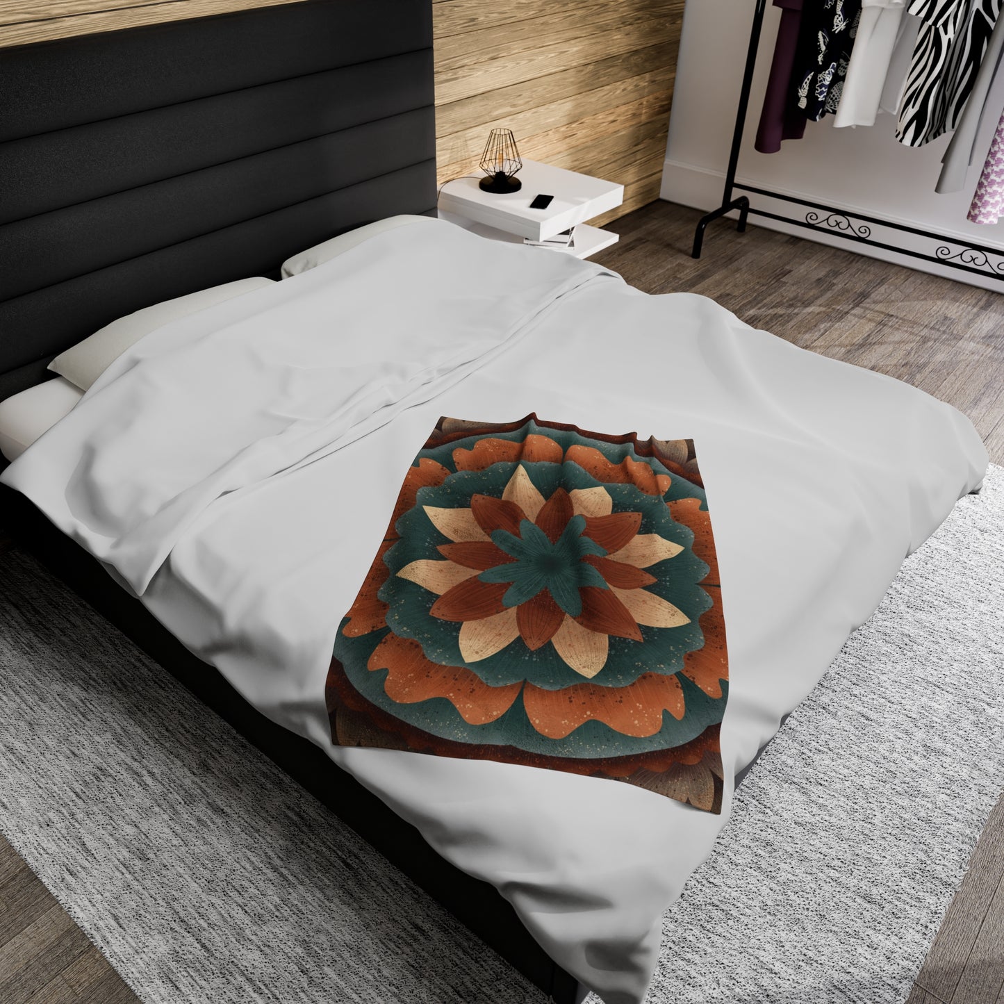 Velveteen Plush Blanket, Harvest Harmony Mandala Artwork by Anndria, Fall Vibes, Cozy Home Decor, Gift for Nature Lovers, Boho Chic Throw